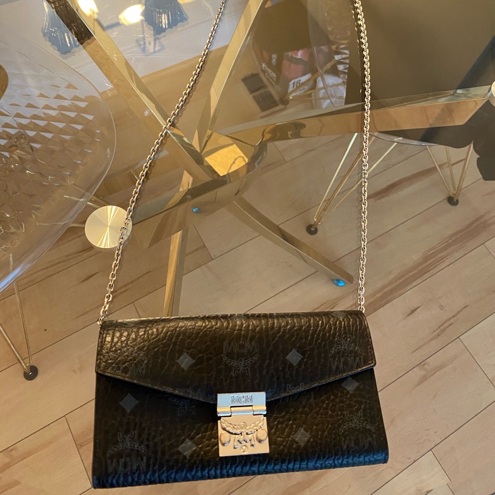 MCM Patricia Visetos Black Chain Wallet